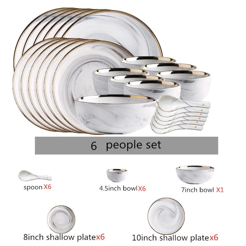 Gold Marble Tableware Set