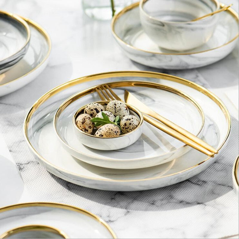 Gold Marble Tableware Set