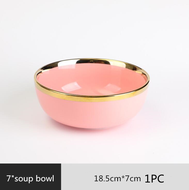 Pink with Golden Rim Tableware