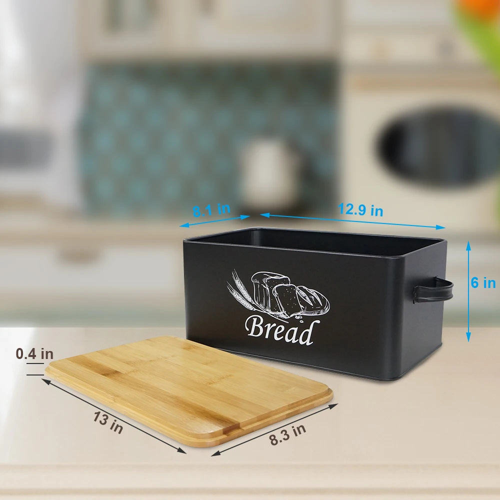 Bread Bin With Bamboo Cutting Board