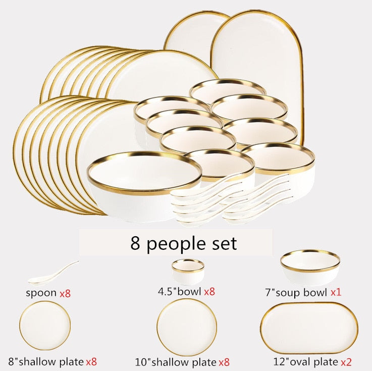 White with Golden Rim Tableware Set