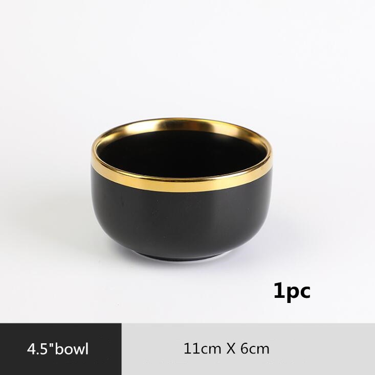 Black with Golden Rim Tableware