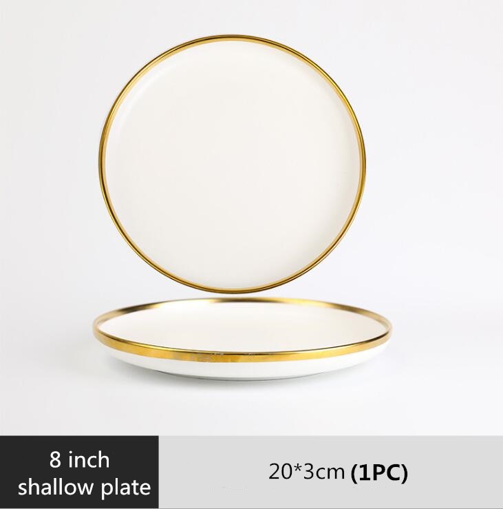 White with Golden Rim Tableware Set