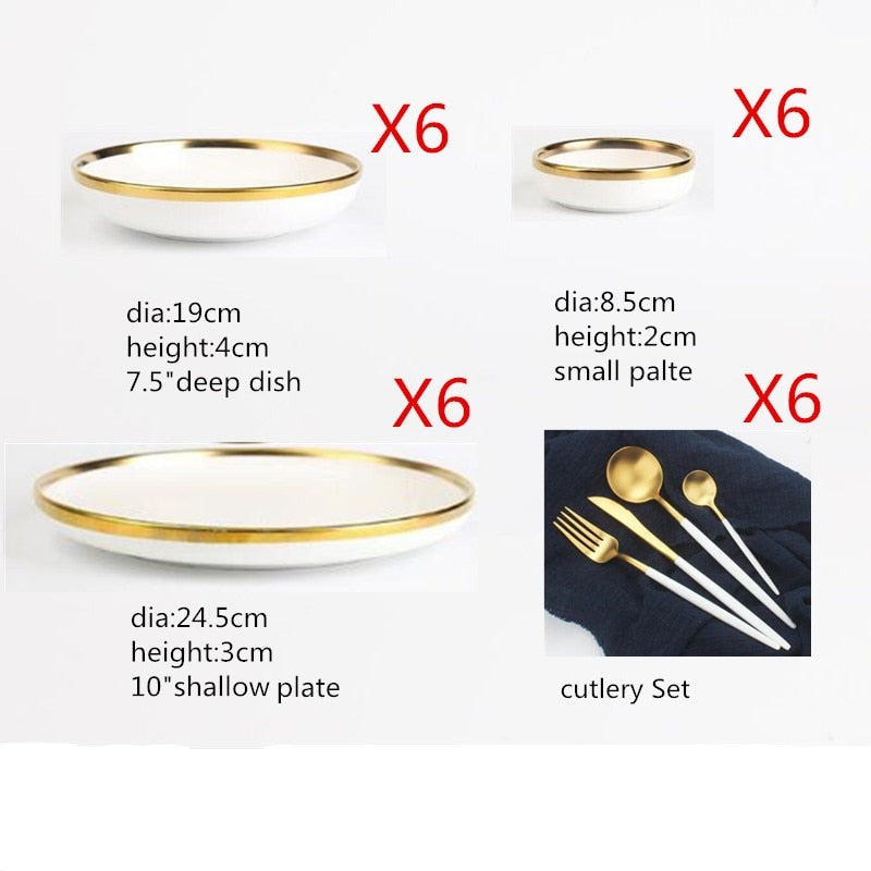 White with Golden Rim Tableware Set