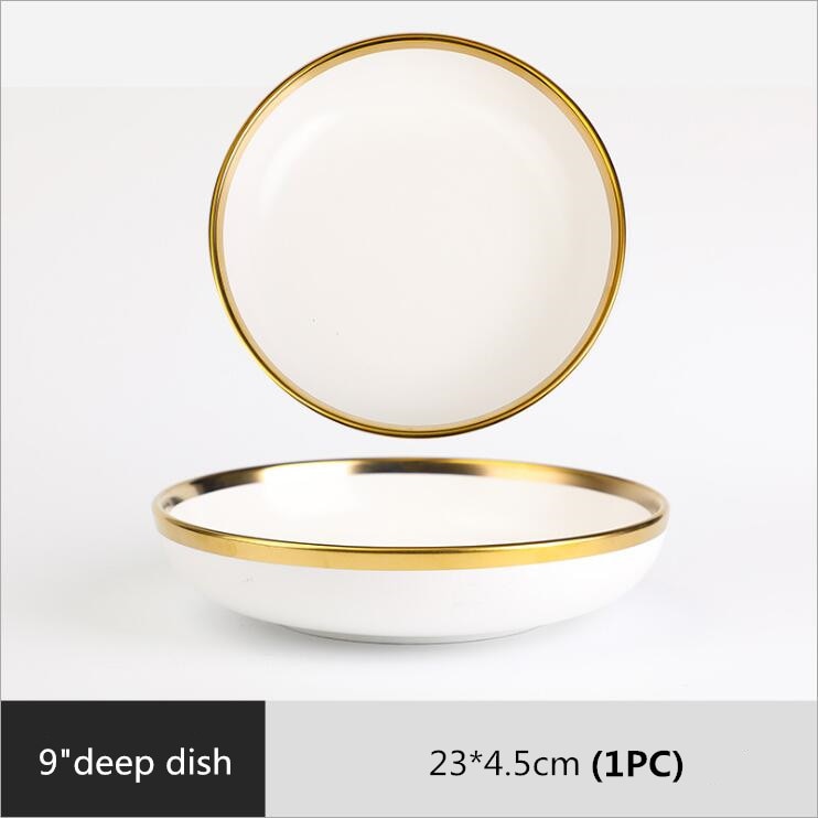 White with Golden Rim Tableware Set