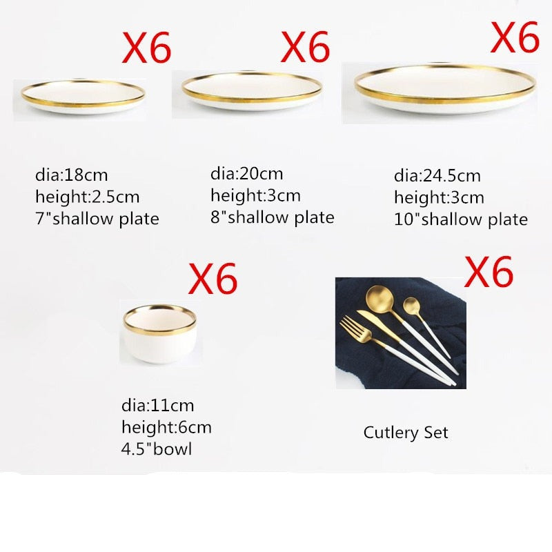 White with Golden Rim Tableware Set