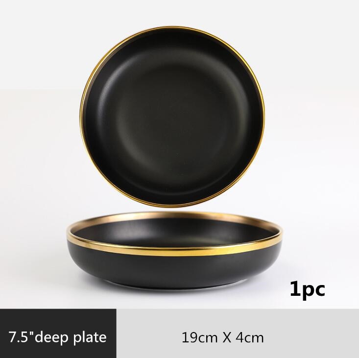 Black with Golden Rim Tableware