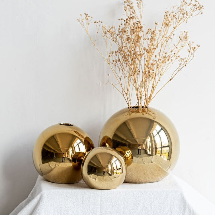 Golden Ball Ceramic Vase