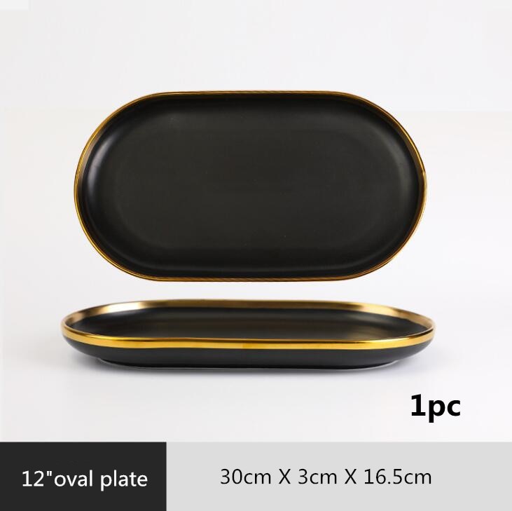 Black with Golden Rim Tableware