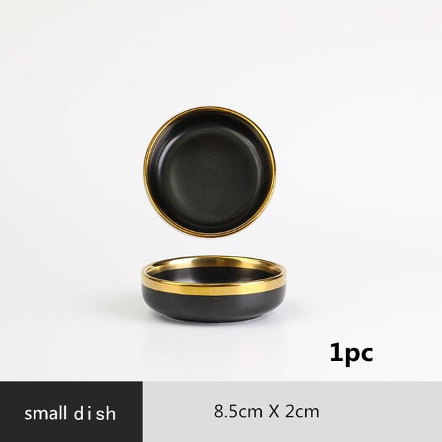 Black with Golden Rim Tableware