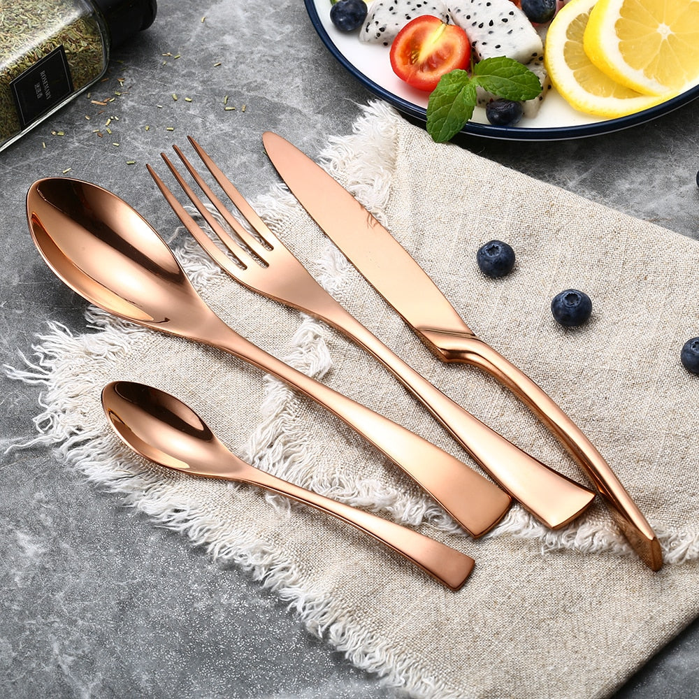 24 Piece Rose Gold Cutlery Set