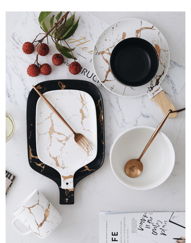 Black and White Marble Servingware