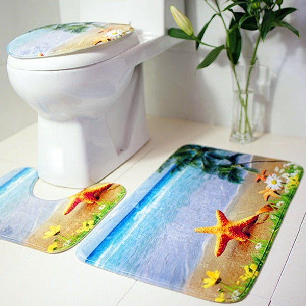 3 Piece Bathroom Mat Set