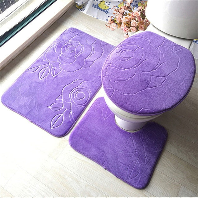 3 Piece Bathroom Mat Set