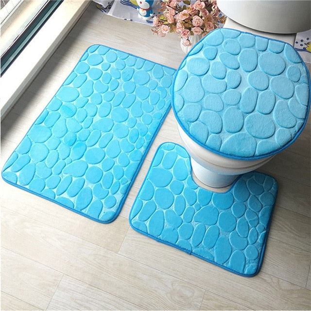 3 Piece Bathroom Mat Set