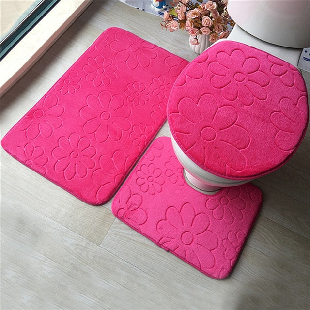 3 Piece Bathroom Mat Set