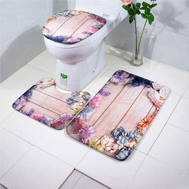 3 Piece Bathroom Mat Set