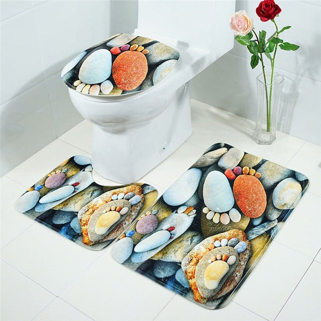 3 Piece Bathroom Mat Set