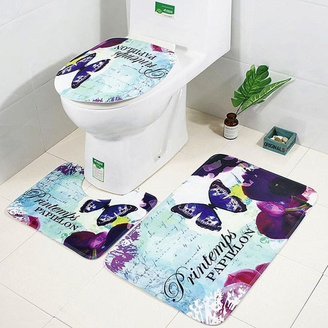 3 Piece Bathroom Mat Set