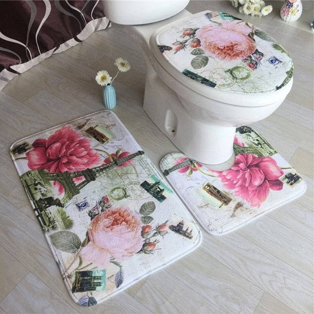 3 Piece Bathroom Mat Set