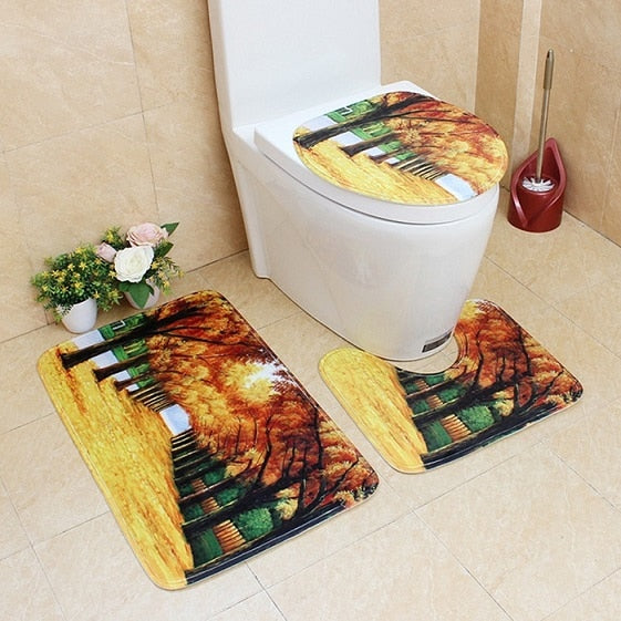 3 Piece Bathroom Mat Set