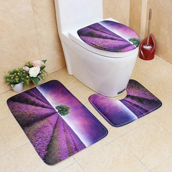 3 Piece Bathroom Mat Set