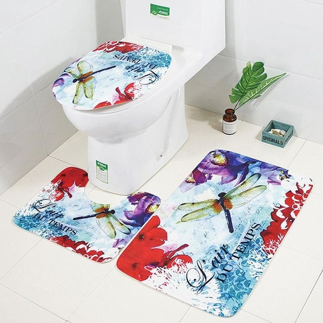 3 Piece Bathroom Mat Set