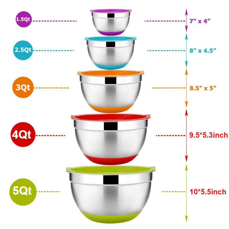 Stainless Steel Mixing Bowls w Lid