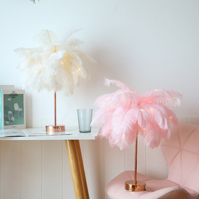 DIY Feather Table Lamp