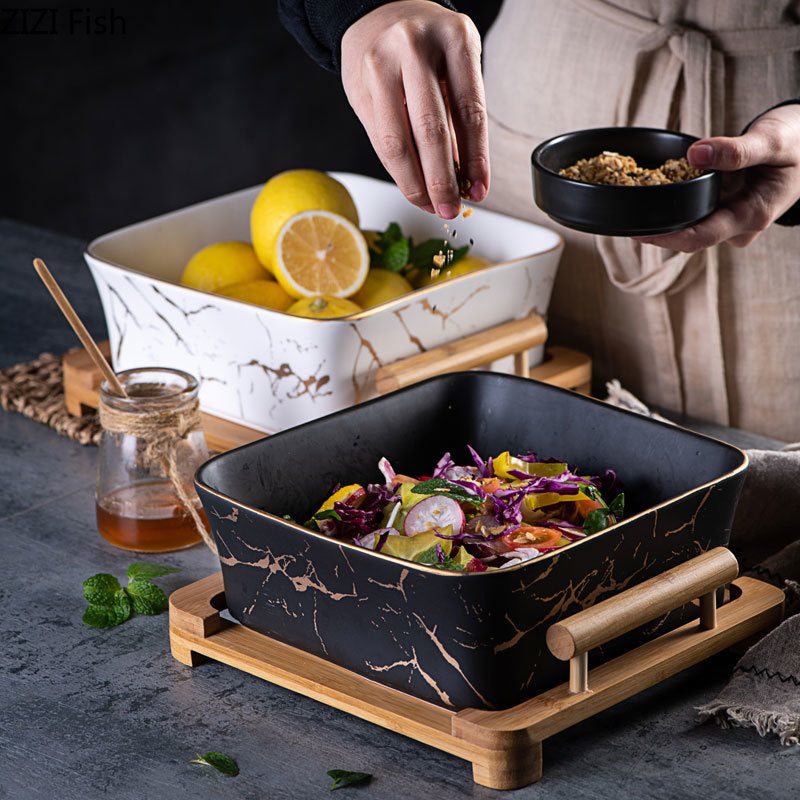 Black and White Marble Serving Dish