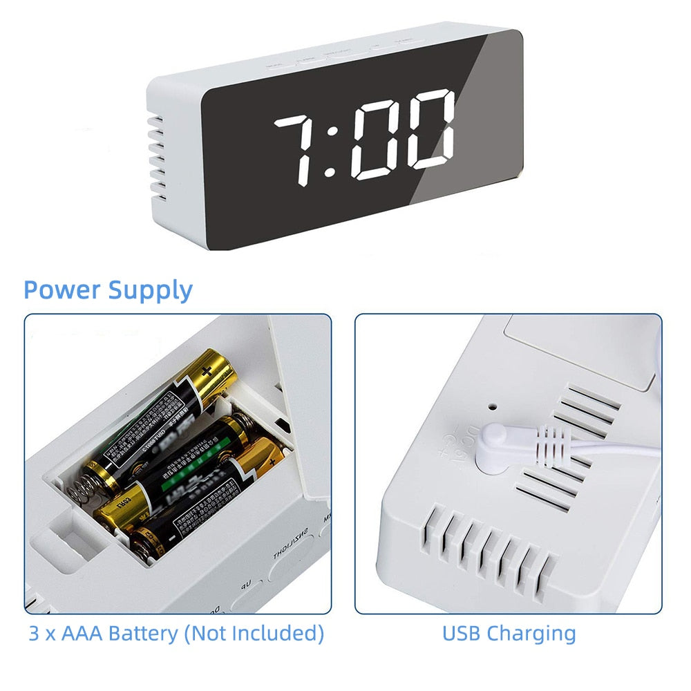 Mirror LED Alarm Clock