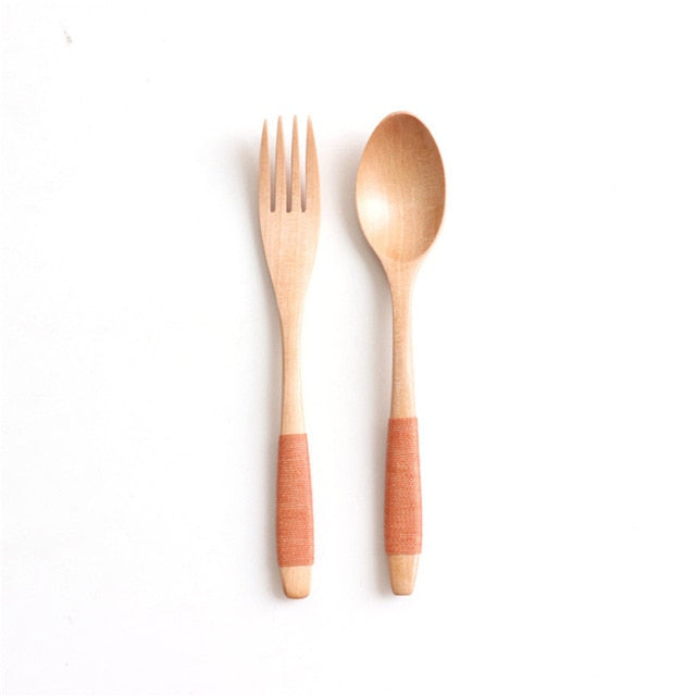 Wooden Fork and Spoon Set