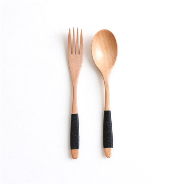 Wooden Fork and Spoon Set