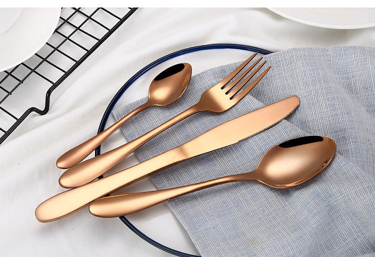 Rose Gold Cutlery Set (4 Piece)