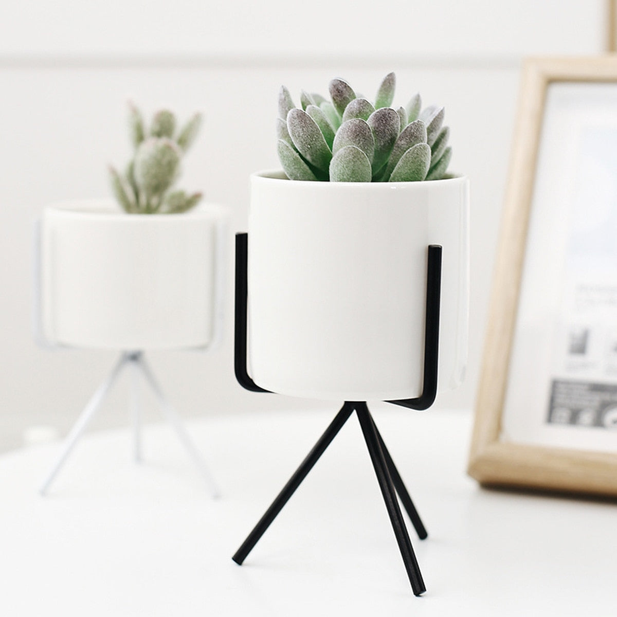 White Planter with Stand