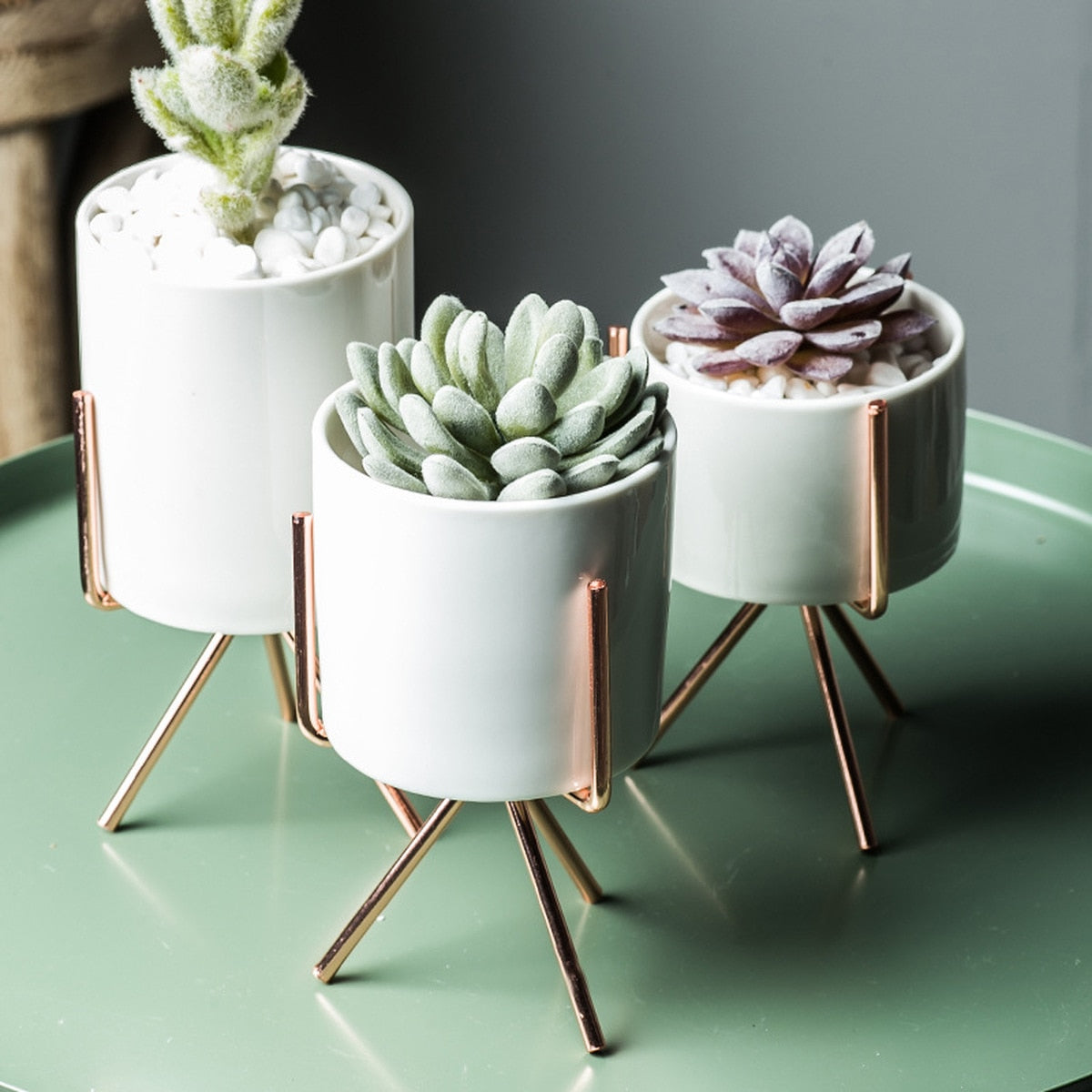 White Planter with Stand