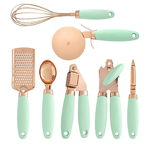 7 Piece Rose Gold Utensil Set