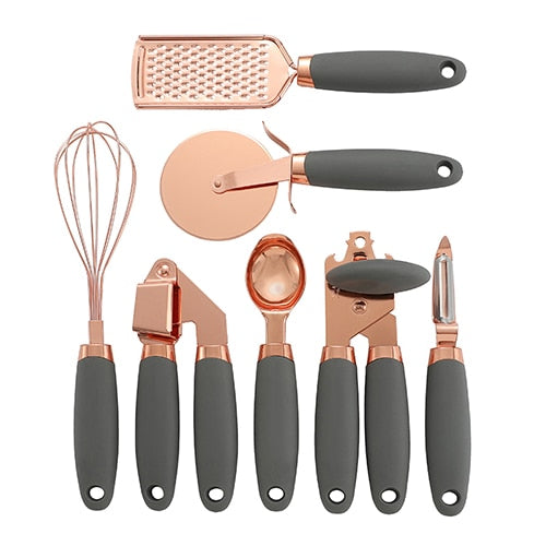 7 Piece Rose Gold Utensil Set