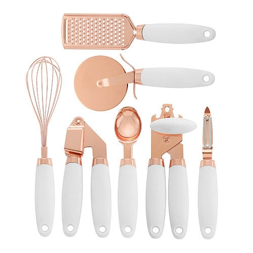 7 Piece Rose Gold Utensil Set