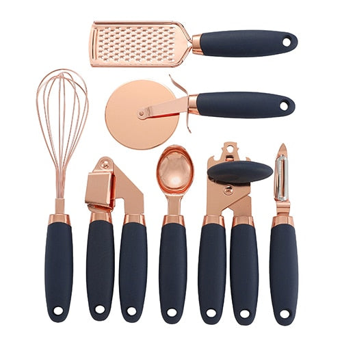 7 Piece Rose Gold Utensil Set